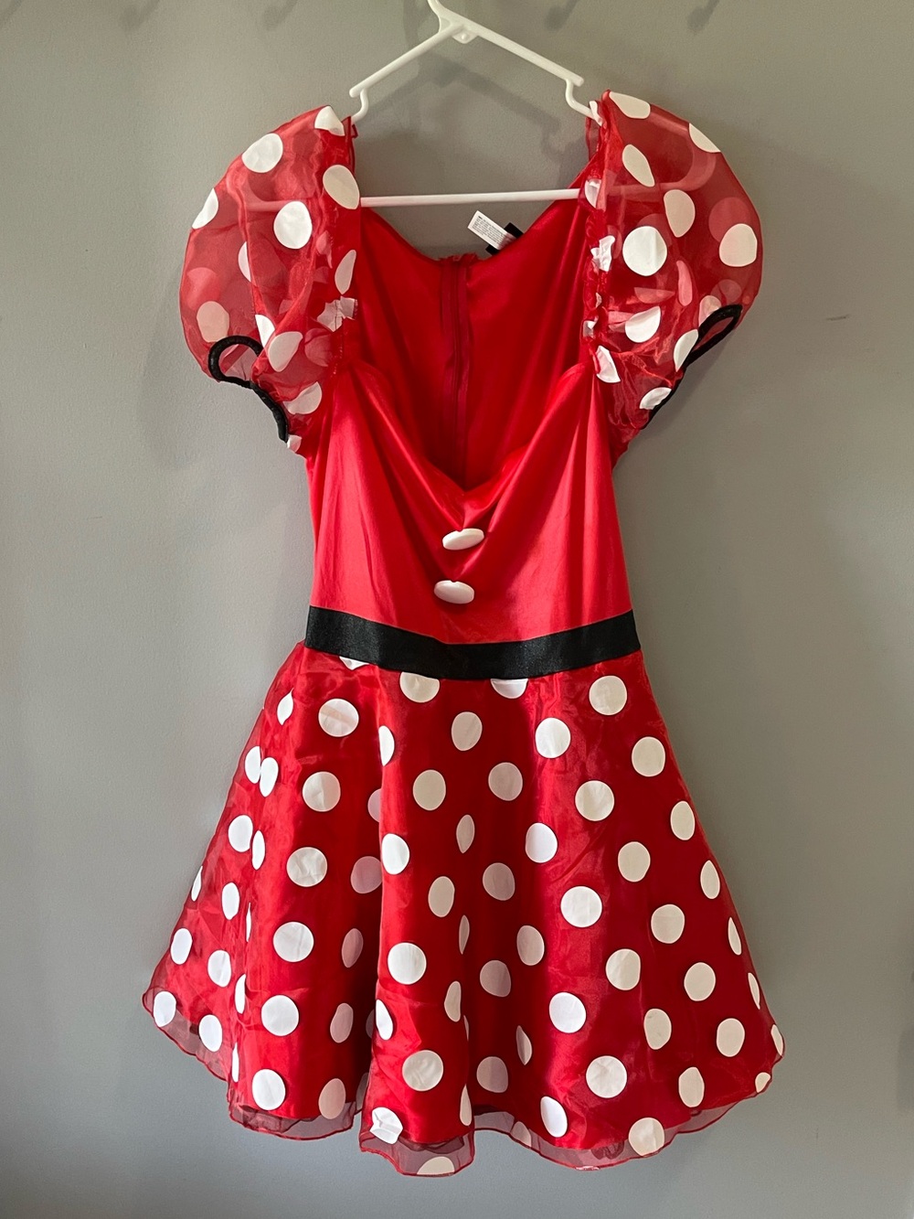Disney Minnie Mouse Halloween Costume Red Polka Dot Dress Adult L 10/12